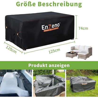 Wasserdichte Gartenmöbel Abdeckung 125x125cm - Winterfest & Schutzhülle