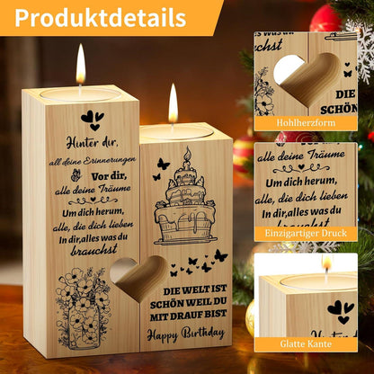 Romantischer Kerzenständer Herzform mit Spruch zum Geburtstag