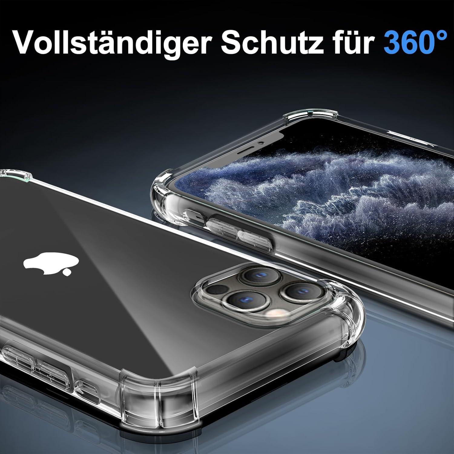 3-in-1 Panzerglas Hülle iPhone 11 Pro Max Schutzfolie TPU Transparent