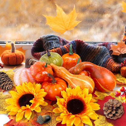 Herbstdeko Kürbis Set 160 Stück Tisch Ahornblätter Eicheln Tannenzapfen Sonnenblum