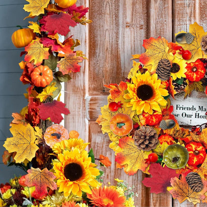 Herbstdeko Kürbis Set 160 Stück Ahornblätter Eicheln Sonnenblumen