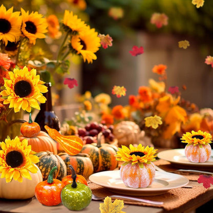 Herbstdeko Kürbis Set 160 Stück Ahornblätter Eicheln Sonnenblumen