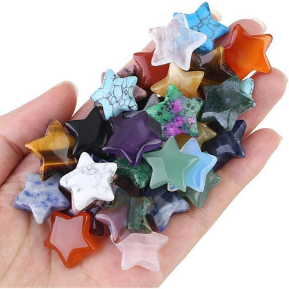 20 Stück Sternkristall Set Chakra Heilsteine Sterne