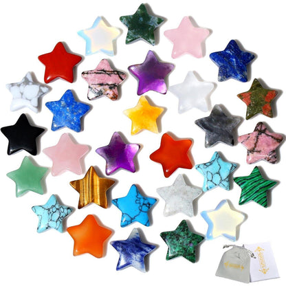 20 Stück Sternkristall Set Chakra Heilsteine Sterne
