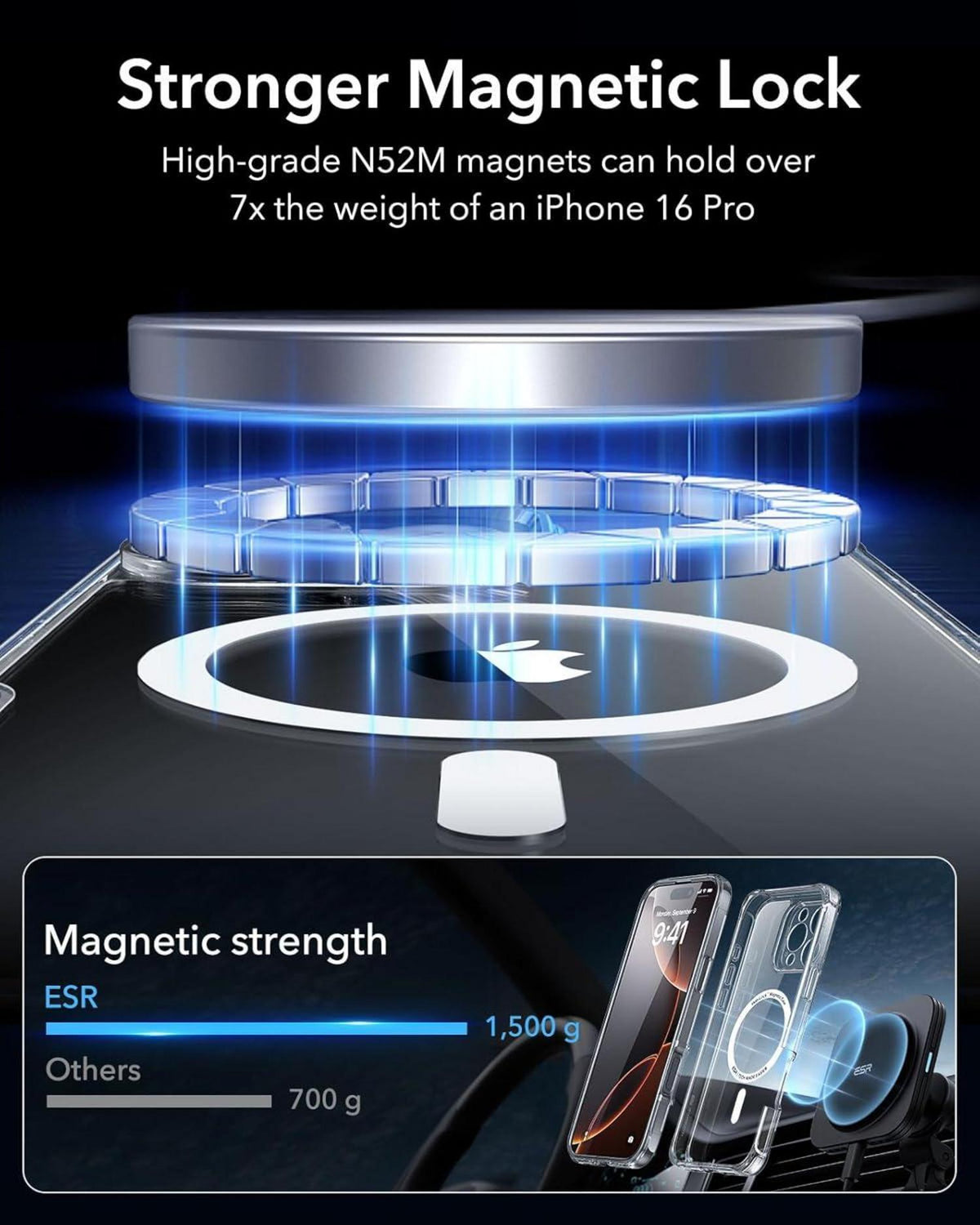 ESR iPhone 16 Pro Hülle MagSafe 360 Grad Stoßfest Klar