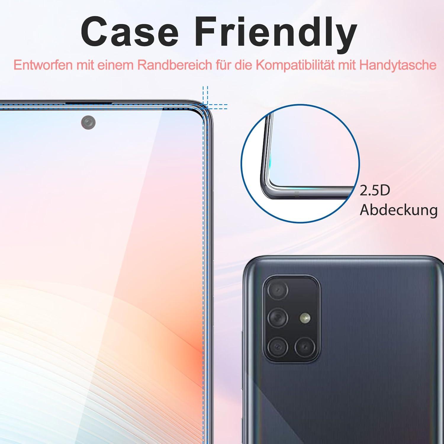 Schutzfolie Panzerglas Samsung Galaxy A71/A72 2er-Set 9H Härte