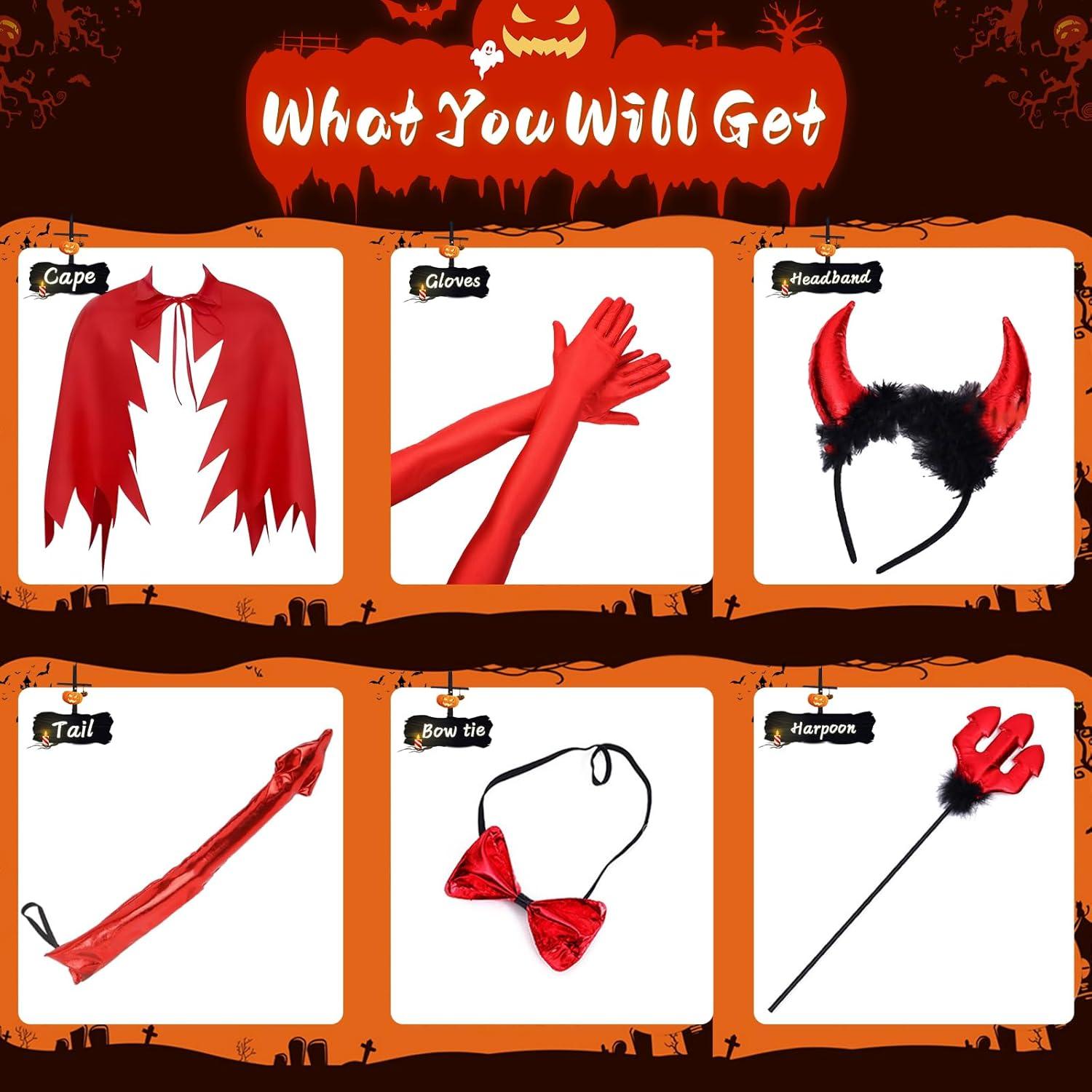 Teufel Kostüm Damen Mädchen Halloween Devil Costume Umhang