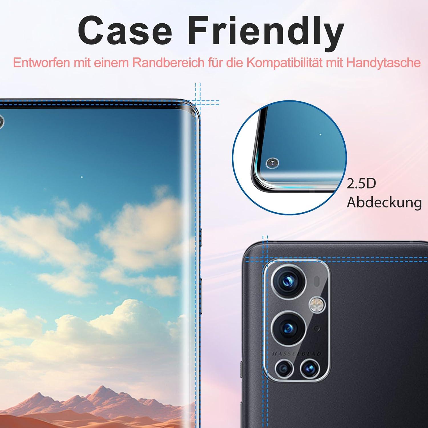 2+2 Stück Panzerglas Schutzfolie für OnePlus 9 Pro + Kamera, 9H Härte