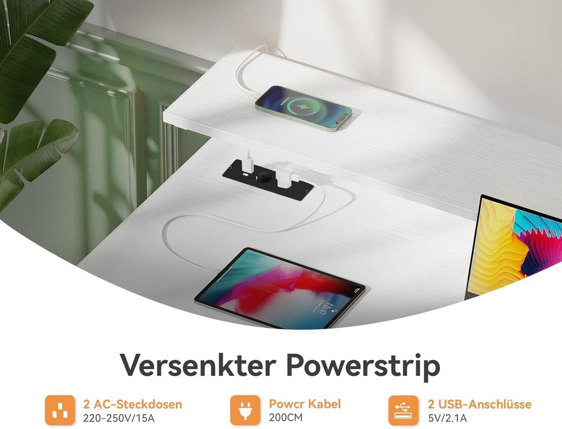 ODK Schreibtisch mit 4 Schubladen und USB Ladeanschluss, Gaming Tisch 160x52cm