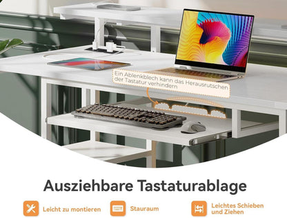 Schreibtisch mit 4 Schubladen und USB Ladeanschlüssen, Gaming