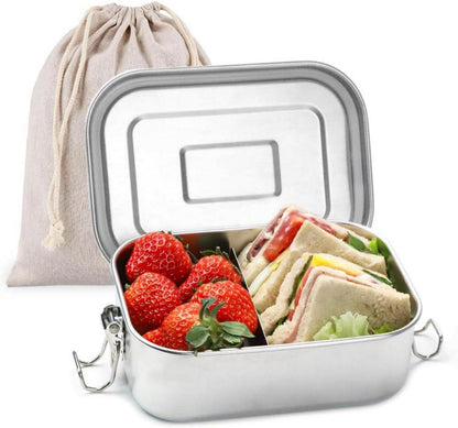 Edelstahl Brotdose Lunchbox 800ML 2er Set mit Trennwänd