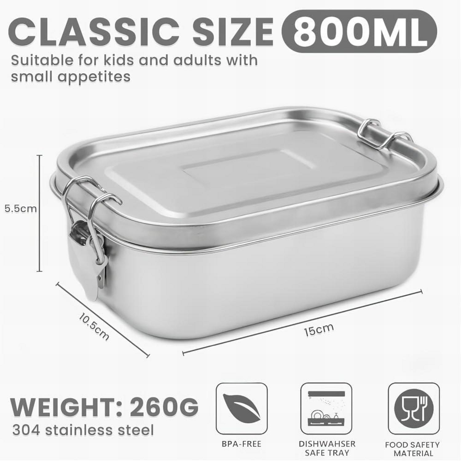 Bugucat Edelstahl Brotdose 2er Set 800ML Lunchbox Kinder mit