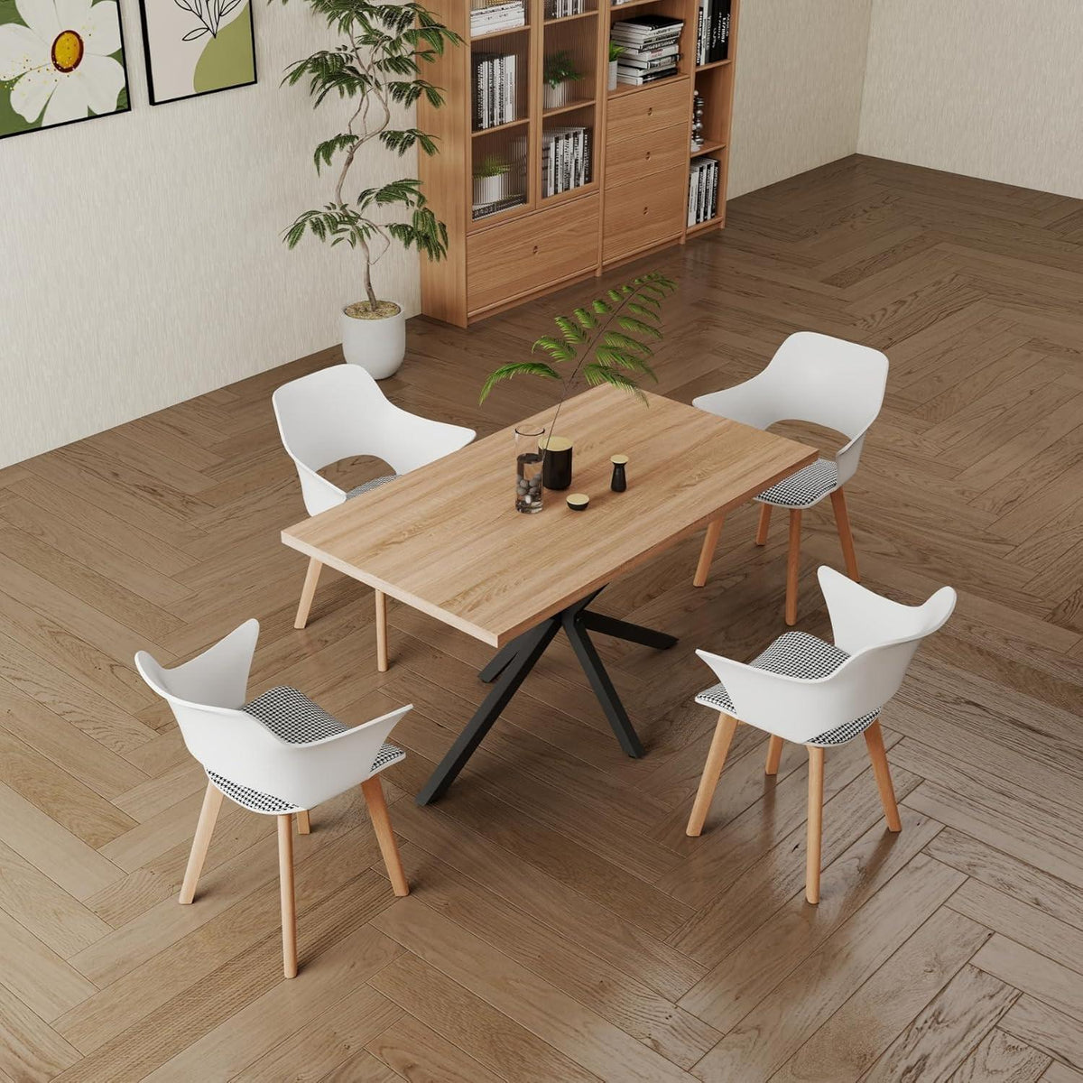 2er-Set Esszimmerstühle Modern Skandinavisch mit Armlehnen Weiß