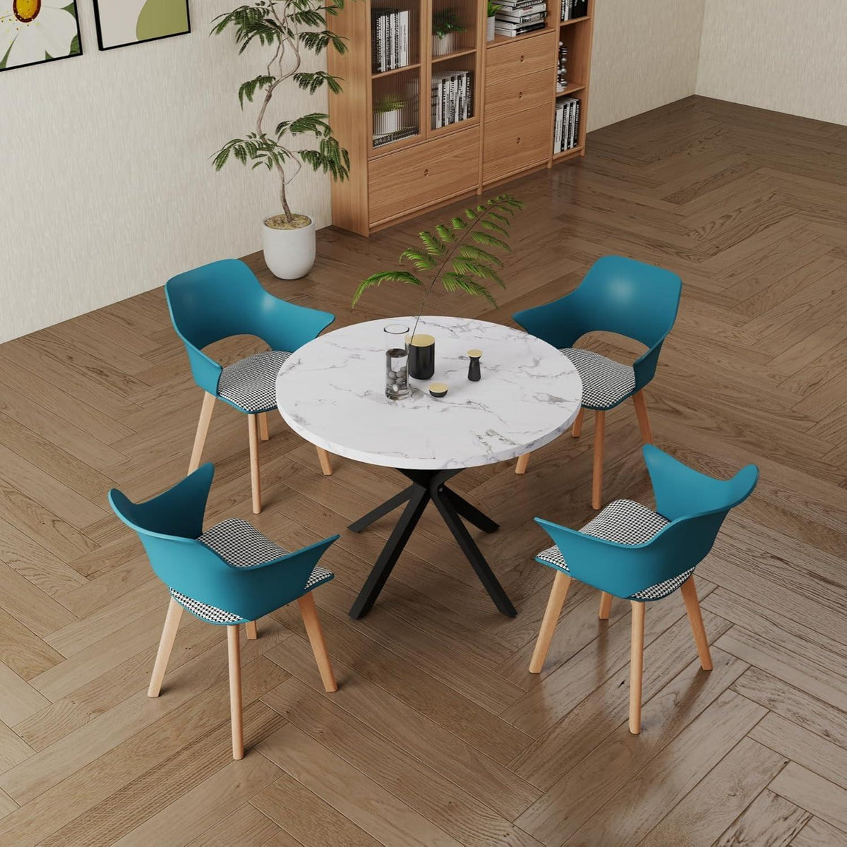 2er-Set Esszimmerstühle Modern Nordic Blau Gepolstert