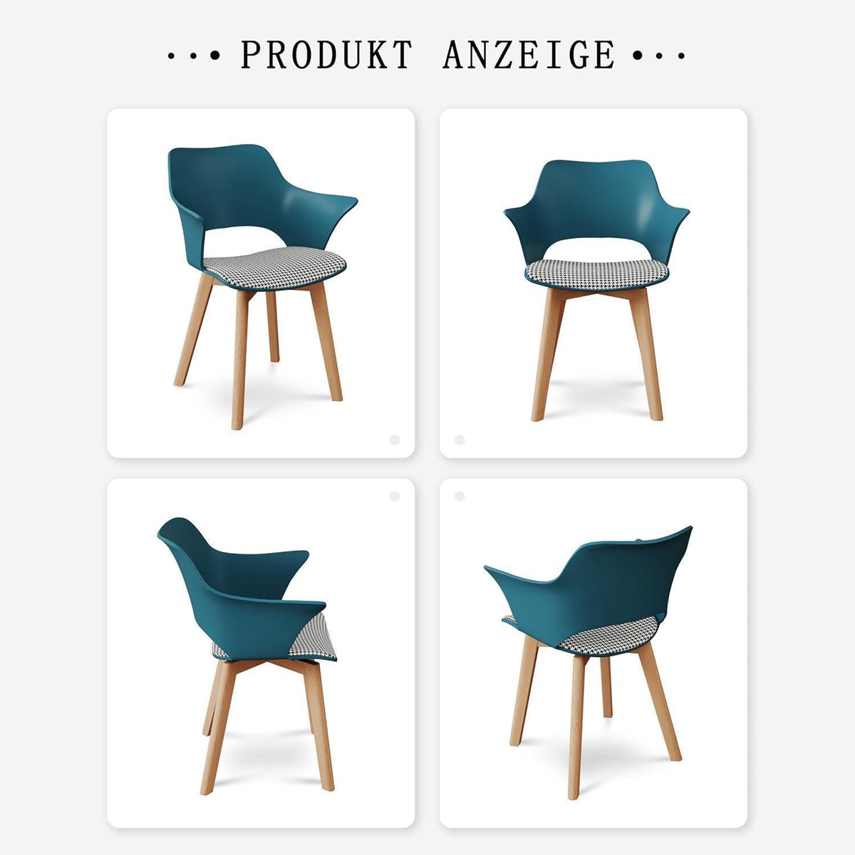 2er-Set Esszimmerstühle Modern Nordic Blau Gepolstert