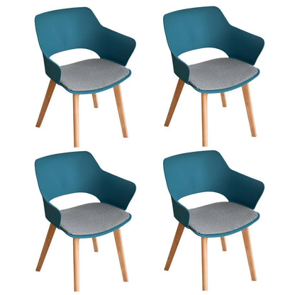 Moderner Esszimmerstuhl Set 4er – Nordisch, Blau, Bucheholz