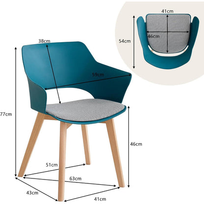 Moderner Esszimmerstuhl Set 4er – Nordisch, Blau, Bucheholz