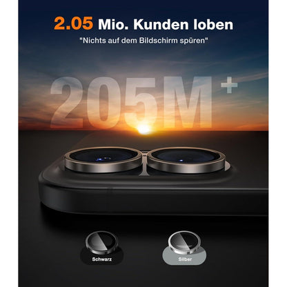 iPhone 16/16 Plus Kameraschutz Top 9H+ Glas Schwarz