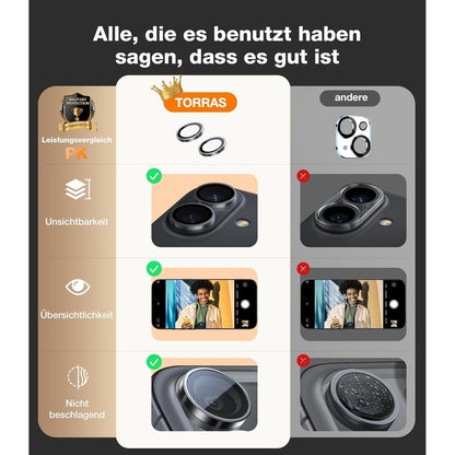 iPhone 16/16 Plus Kameraschutz Top 9H+ Glas Schwarz
