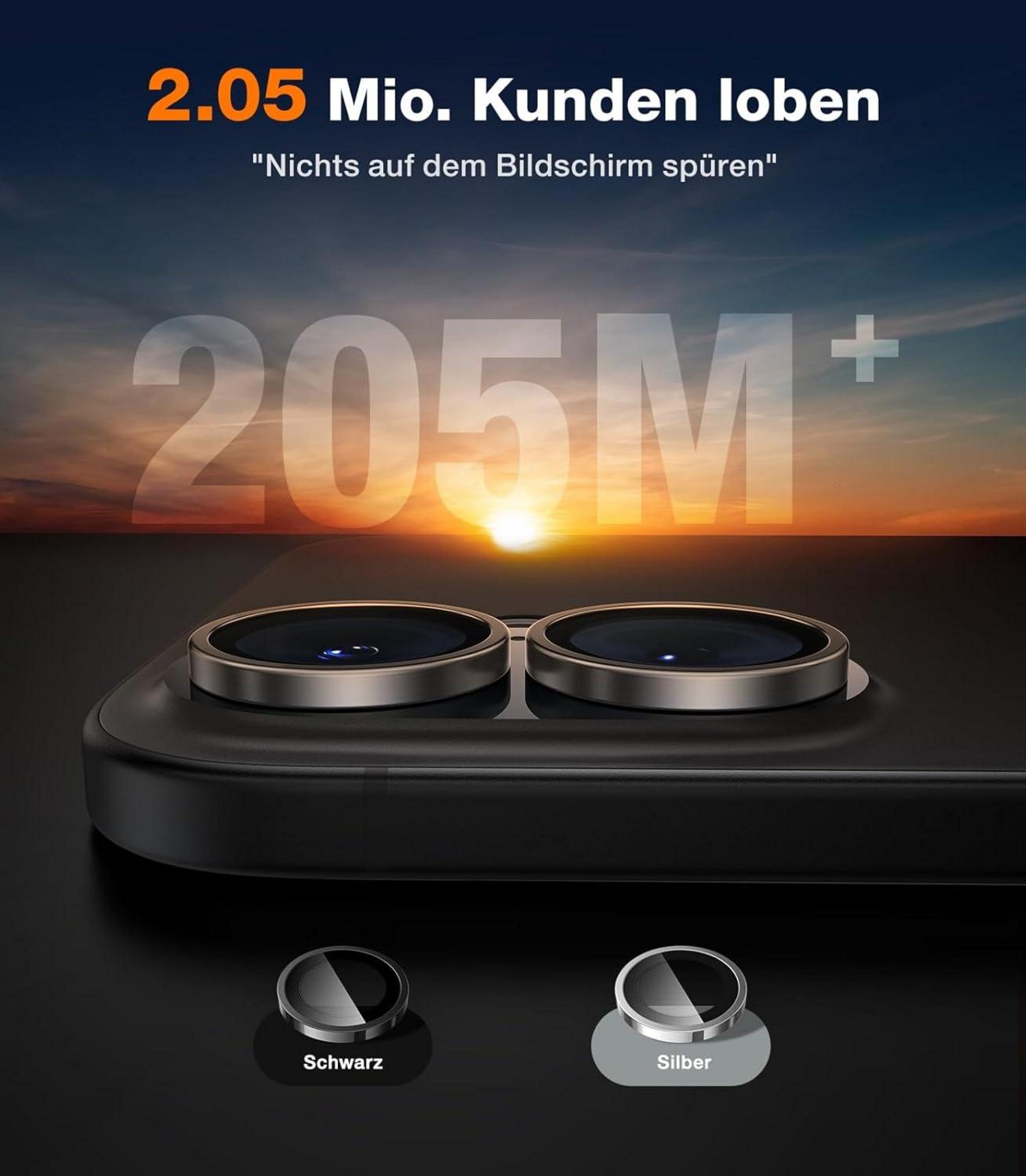 TORRAS iPhone 16/16 Plus Kamera-Militärglas Schwarz
