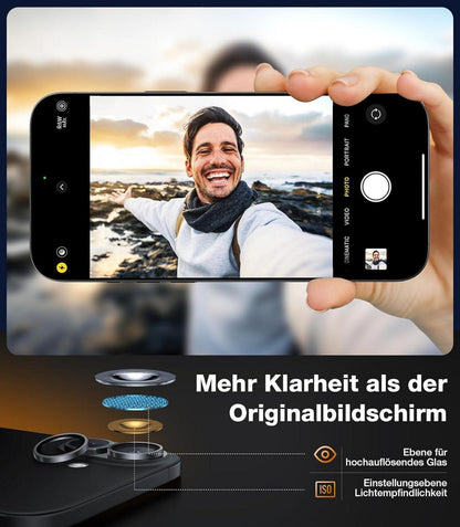 TORRAS iPhone 16 Plus Kameraschutz Schwarz Militärgrad Haltbar