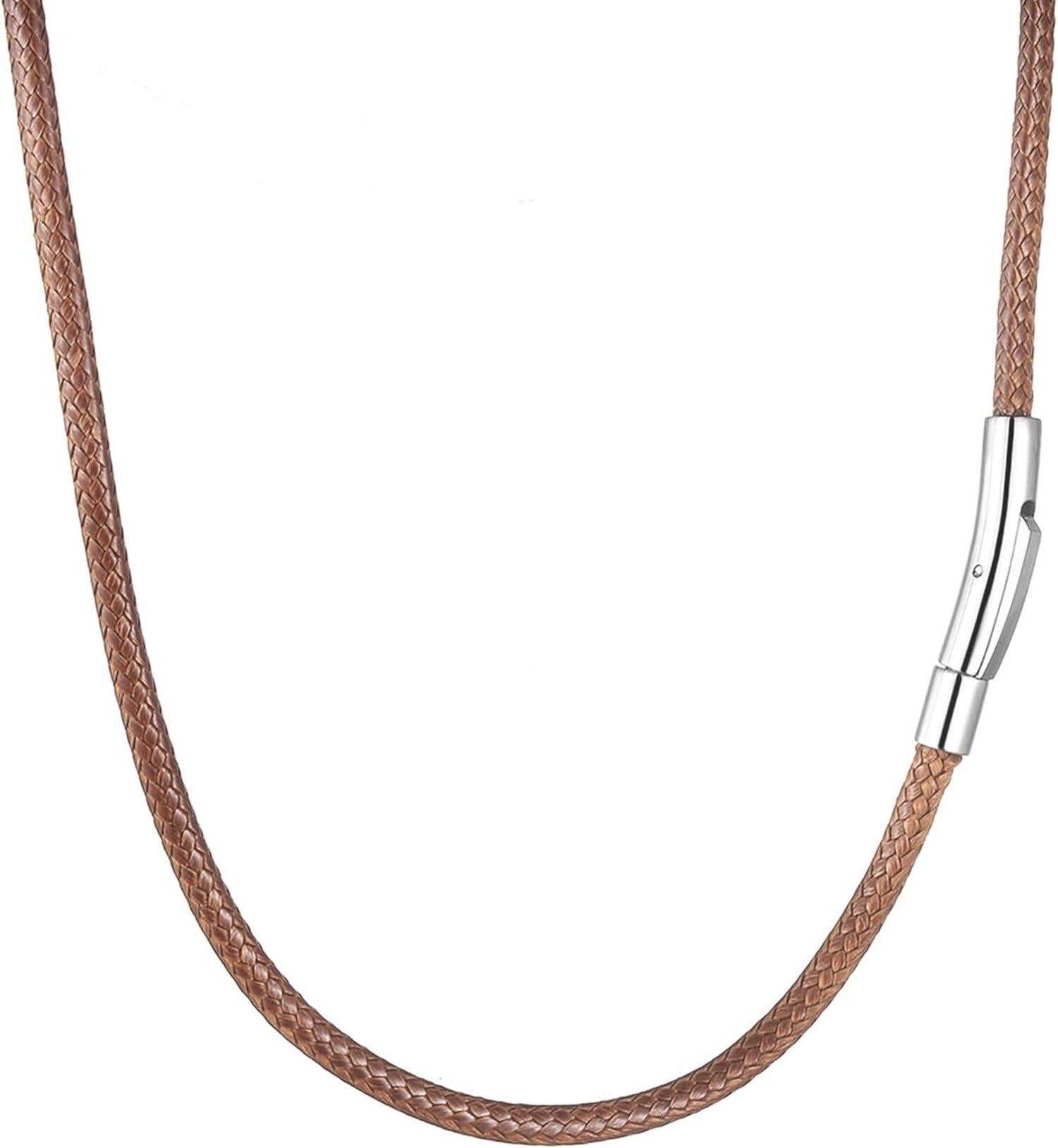 Lederkette Herren Schwarz 2/3mm Lederband Druckverschluss 46-76cm