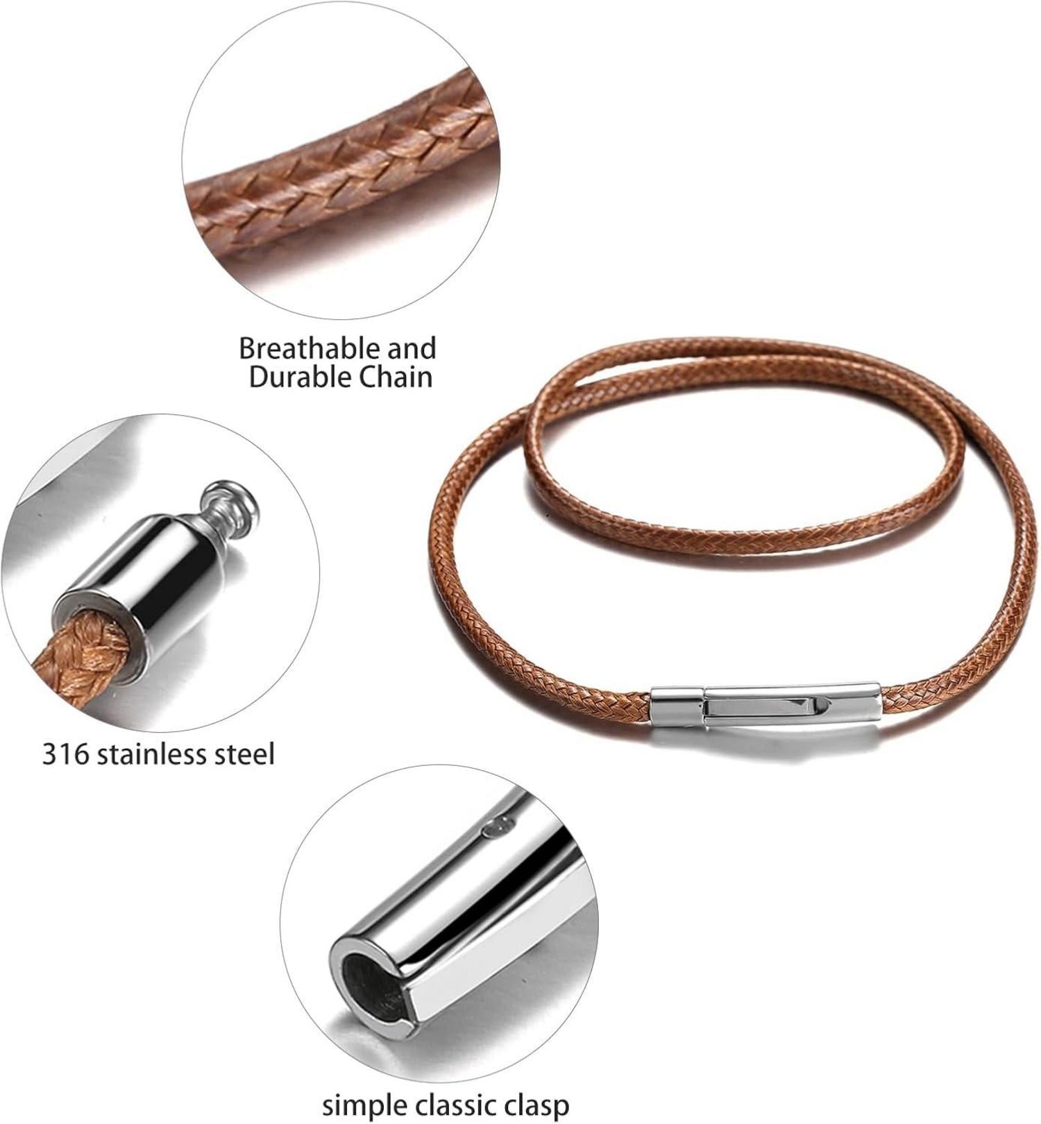 Lederkette Herren Damen Schwarz/Braun 46-76cm 66cm Wideix