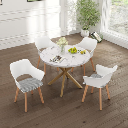 4er-Set Esszimmerstühle Modern Skandinavisch mit Armlehnen Weiß
