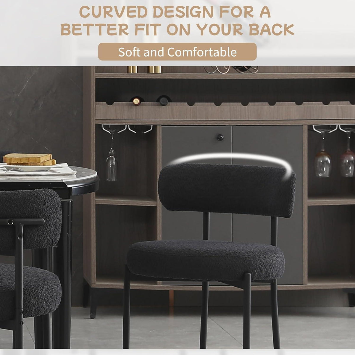Esszimmerstühle 4er Set, Modern Retro Design, Schwarz