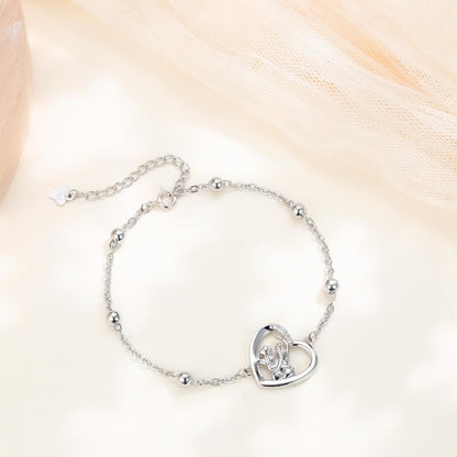 Silber 925 Armband mit Herz Anhänger für Damen