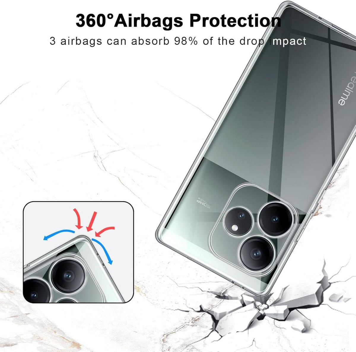 Transparente QULLOO Silikonhülle für Realme GT 6/GT 6T - Ultra Dünn
