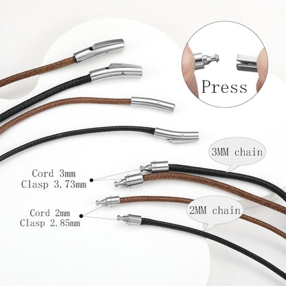 Herren Lederkette 2/3mm Schwarz/Braun 46-76cm
