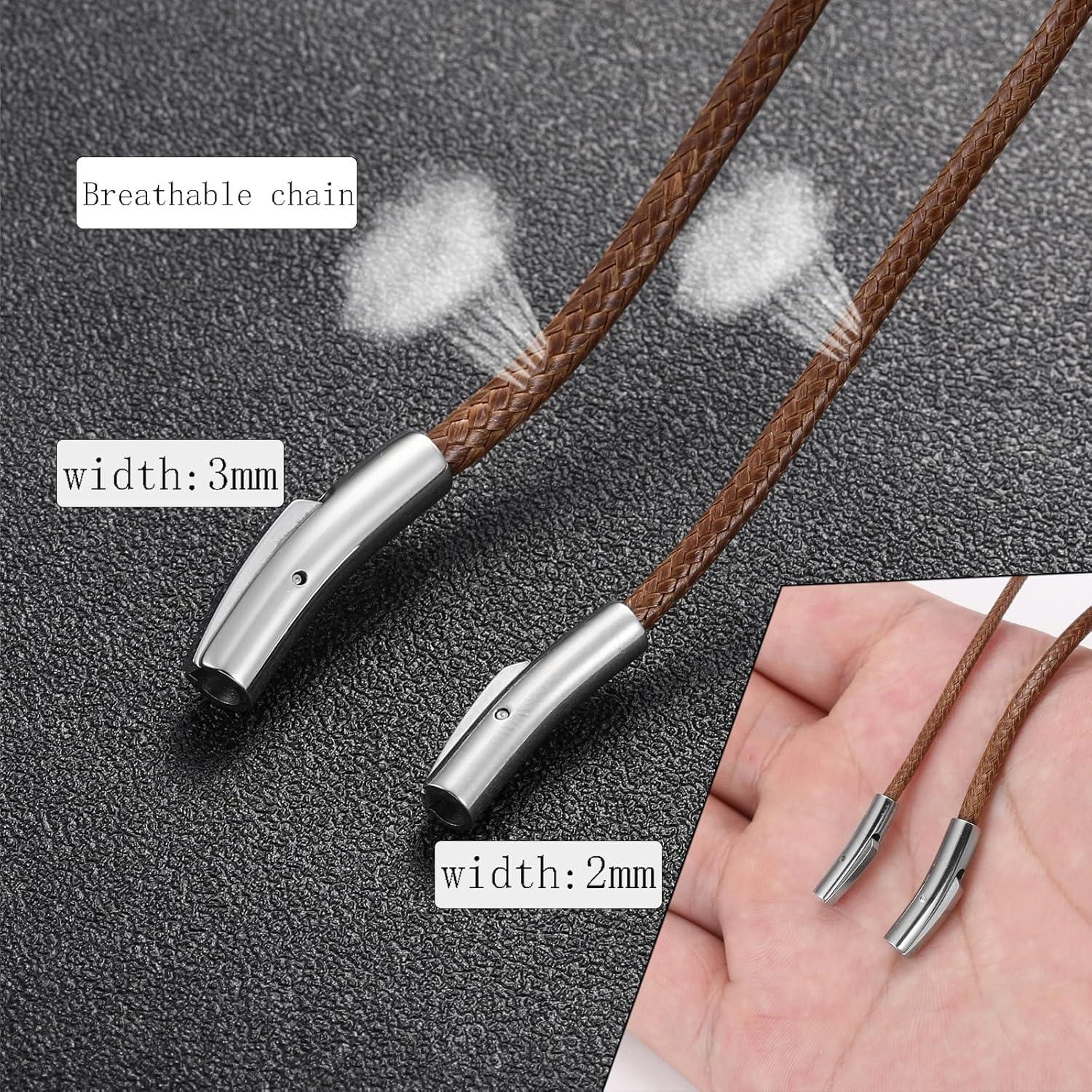 RWQIAN Lederkette mit Druckverschluss Schwarz/Braun 2/3mm