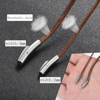 RWQIAN Lederkette mit Druckverschluss Schwarz/Braun 2/3mm