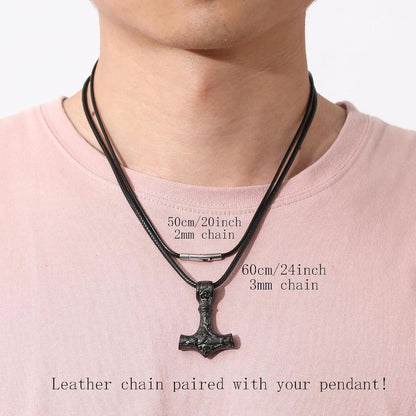 Lederkette Herren Damen 2/3mm Schwarz Braun 46-76cm Verschluss