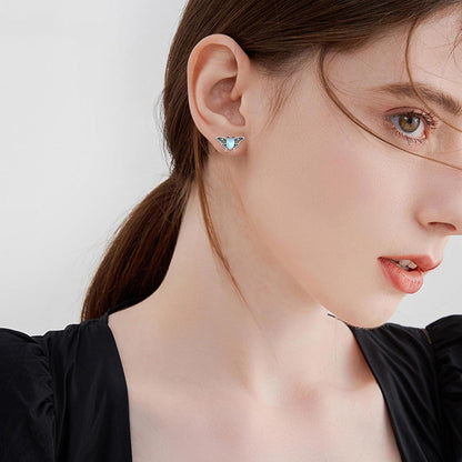925 Sterling Silber Luna Motte Ohrringe mit Mondstein - Insekten Ohrstecker