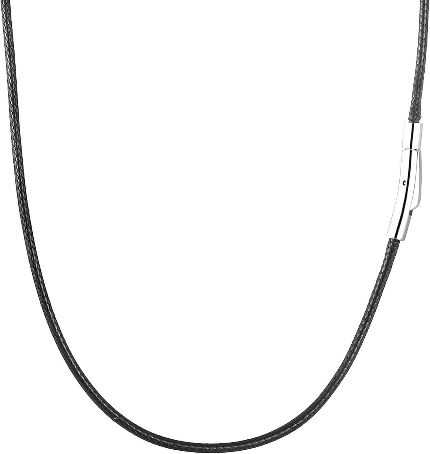 Lederkette Herren Schwarz Braun 2/3mm Verschluss Kette 46-76cm