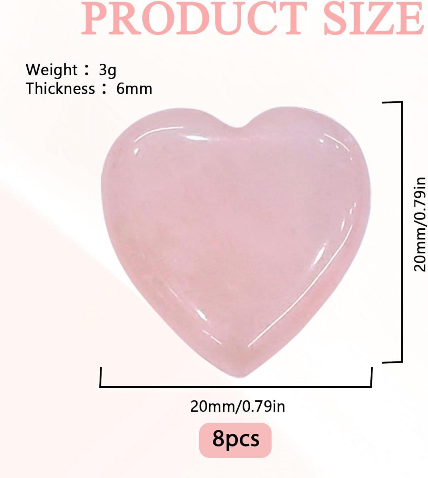 10 Stück Rosenquarz Stein Kristallset 2 cm Herzform Rosa