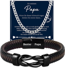 Merclix Geschenkset Schwarz Lederarmband Halskette