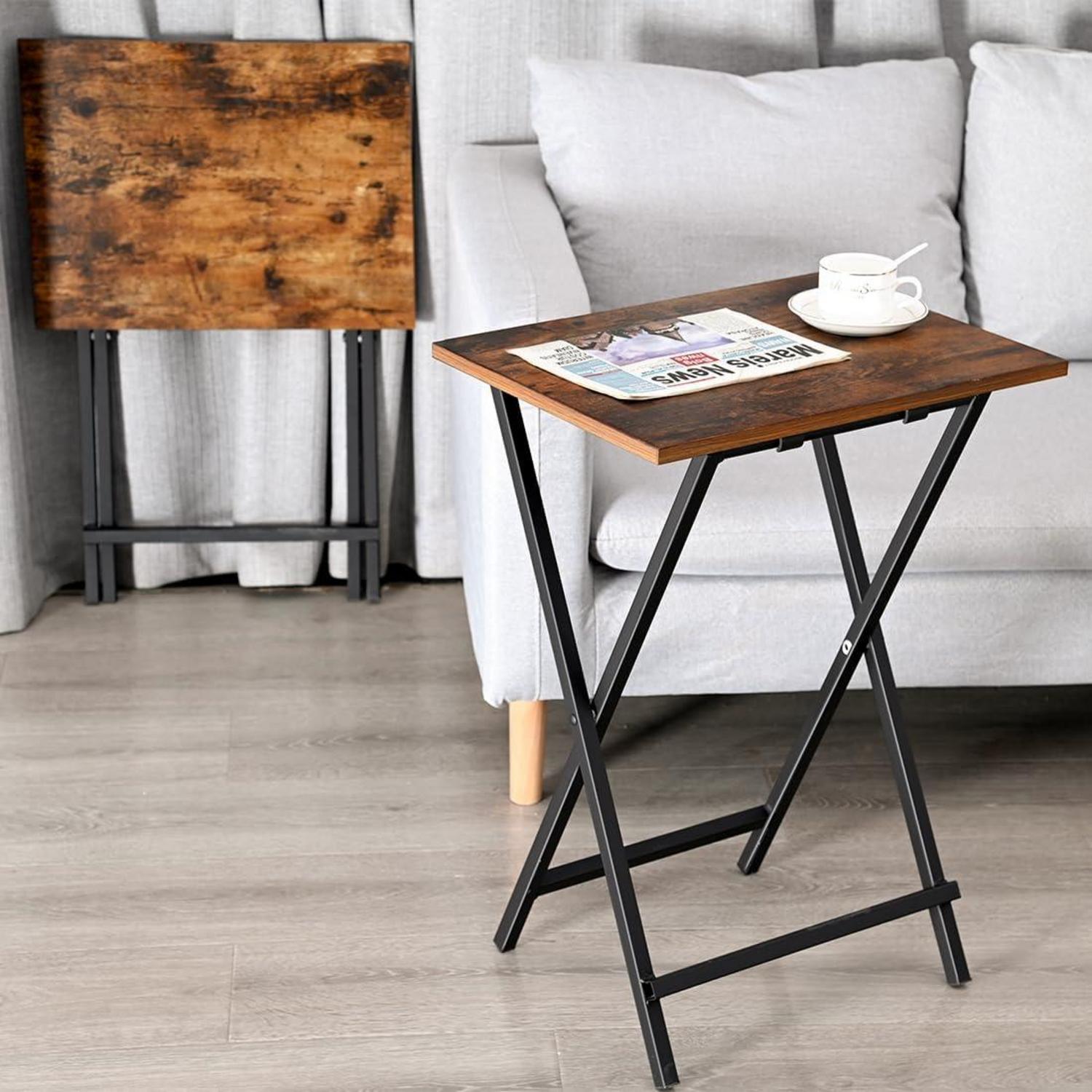 Klappbarer Beistelltisch 4er Set TV Tablett Tisch Couchtisch Wohnzimmer
