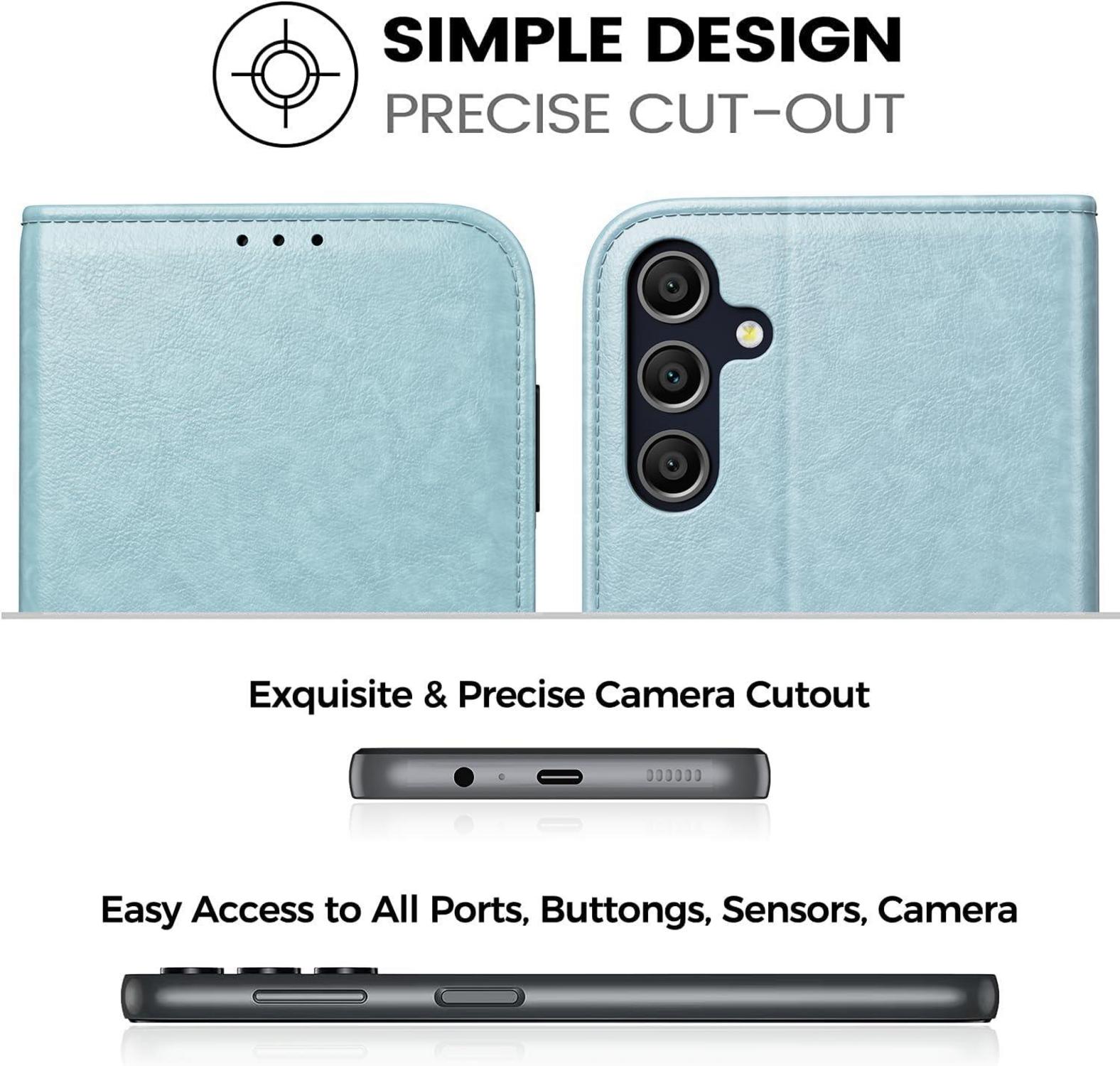 Handyhülle Samsung Galaxy A15 5G Himmelblau mit Panzer Glas & RFID-Schutz