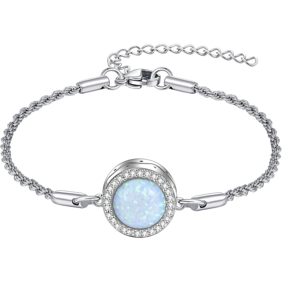 Urnenarmband Sterling Silber mit Opal, Kremationsschmuck für Damen