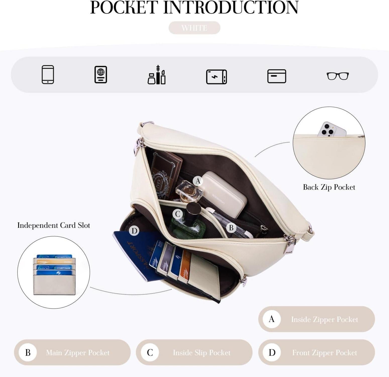 MUIIKOLA Damen Umhängetasche Crossbody RFID Veganes Leder Klein