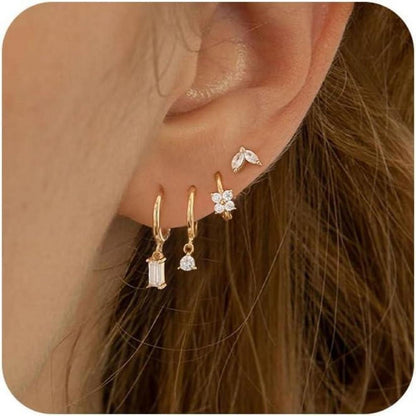 FUNEIA Ohrringe Set 925 Silber vergoldet Zirkonia Damen