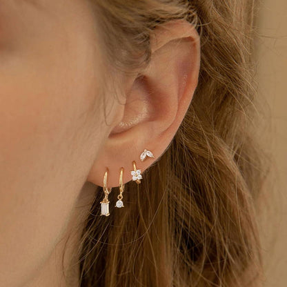 FUNEIA Ohrringe Set 925 Silber vergoldet Zirkonia Damen