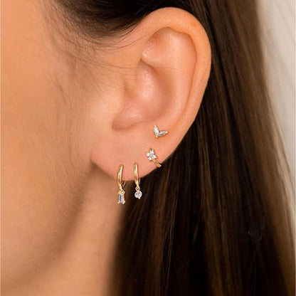 FUNEIA Ohrringe Set 925 Silber vergoldet Zirkonia Damen
