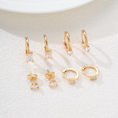 FUNEIA Ohrringe Set 925 Silber vergoldet Zirkonia Damen