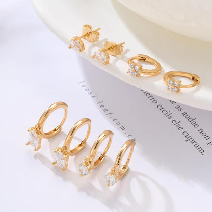 FUNEIA Ohrringe Set 925 Silber vergoldet Zirkonia Damen