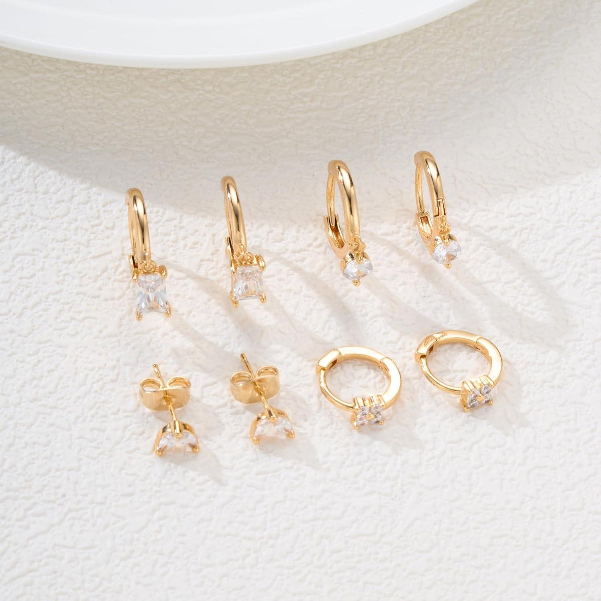Ohrringe Silber 925 Gold Set Zirkonia Ohrstecker Damen Creolen