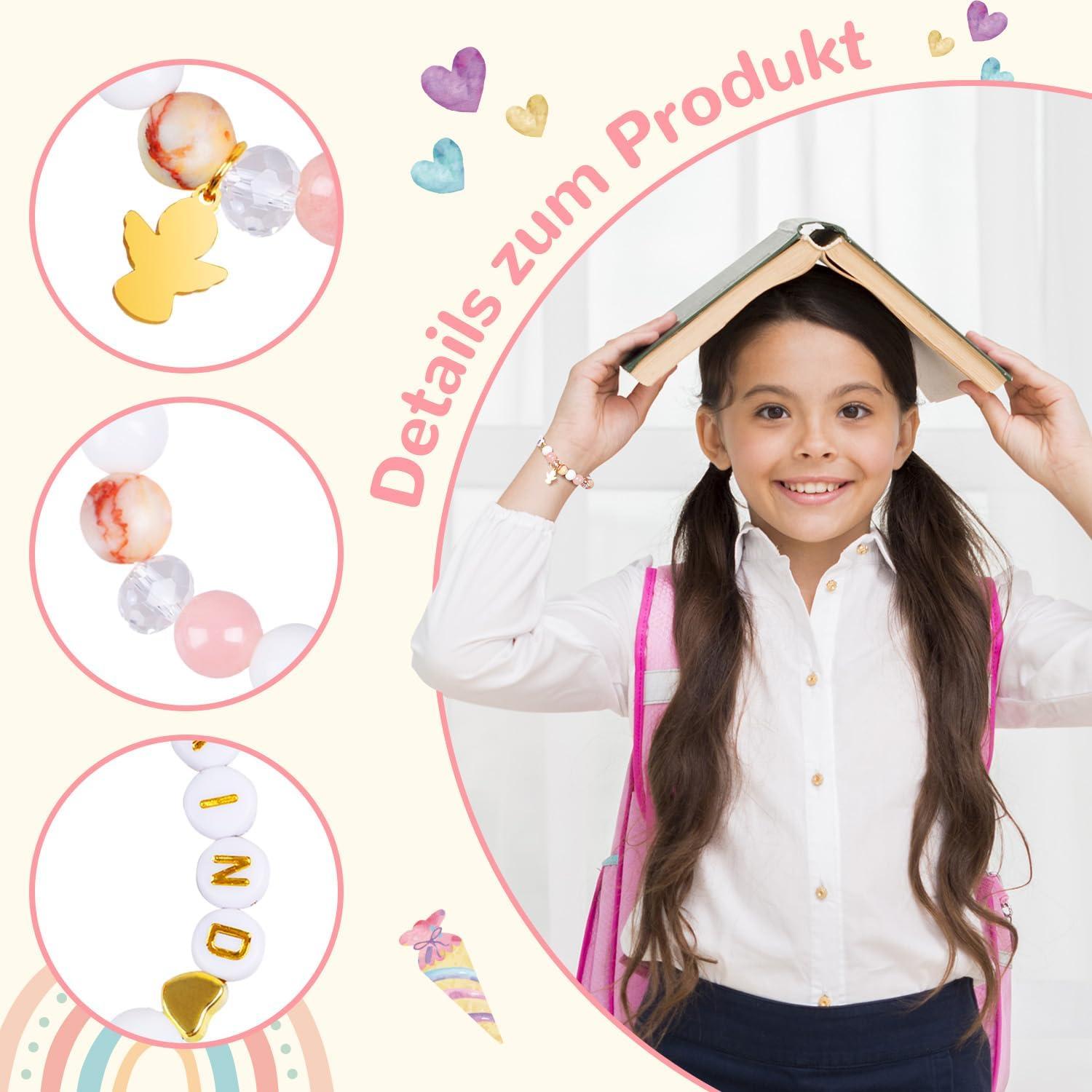 Einschulung Geschenk Mädchen Ärmbänder Schutzengel 2024 Glücksbringer